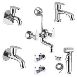 IRIS 7 Pcs Brezza Stainless Steel Silver 2-in-1 Wall Mixer Bathroom Fitting Set-image-63