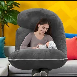 J Shaped Microfibre Solid Pregnancy Pillow Pack of 1-image-88