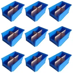 AVSAR Bin 15 200x125x100mm HDPE Blue FPO Storage Bin with Verticle &a; Horizontal Partition (Pack of 9)-image-7
