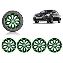 Auto Pearl 4 Pcs 15 inch Green &a; Black ABS Press Type Hubcap Wheel Cover Set with Retention Ring for Nissan SunnyNew-image-87