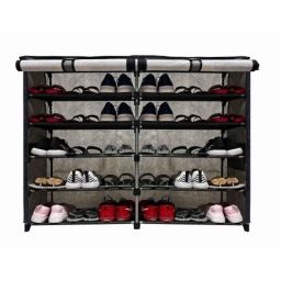 Philoshop 10 Shelves Metal Grey Modular Shoe Rack with 100 GSM Non Woven Unique Joker Print Fabric-4