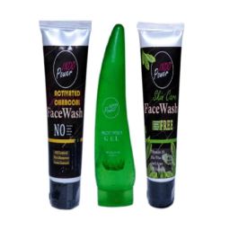 Indopower DD286 100g Activated Charcoal Facewash with 150ml Aloe Vera gel with 100g Skin Care Face Wash Combo Pack-12