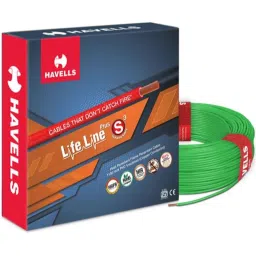 Havells 4 Sqmm Green Life Line Plus Single Core HRFR PVC Copper Insulated Flexible Cables, WHFFDNGA14X0, Length: 90 m-image-97