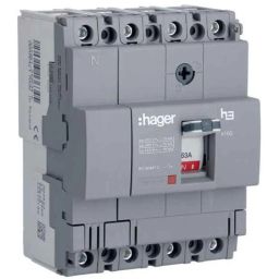 Hager 100A 4 Pole h3 Thermal Magnetic Release MCCB, HDA101Z, Breaking Capacity: 18 kA-1