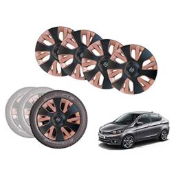 Auto Pearl 4 Pcs 14 inch Black &a; Copper ABS Press Type Hubcap Wheel Cover Set with Retention Ring for Tata TigorXMXTXTA-20