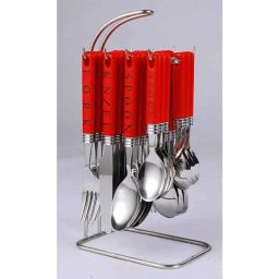 Elegante 24 Pcs Zodiac Red Stainless Steel &a; Plastic Cutlery Set, SL-104 (Pack of 5)-11