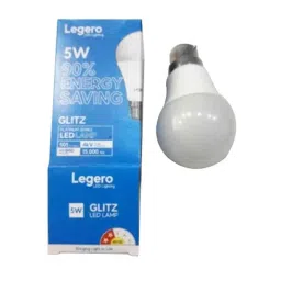 Legero Platinum Glitz 5W B22 Plastic White Round LED Lamp Bulb-picture-1
