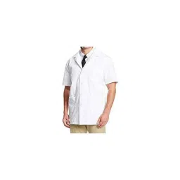 Shakuntla White Cotton Half Sleeve Apron Lab Coat, Size: S-34