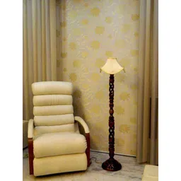 Tucasa Twisted Wooden Floor Lamp with Off White Designer Shade, LG-867-image-51