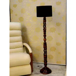 Tucasa Twisted Wooden Floor Lamp with Black Cylinder Shade, LG-861-image-16