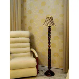 Tucasa Twisted Wooden Floor Lamp with Check Jute Shade, LG-866-image-19