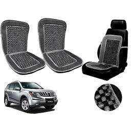 Auto Pearl PU, Velvet &a; Wooden Beads Grey Rectangular Seat Cushion for Mahindra XUV-500 2015 (Pack of 2 )-image-74