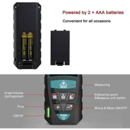 Themisto TH-M81 50m Black Laser Distance Meter with Backlit LCD &a; Pythagorean Mode, AP-A117 image 4