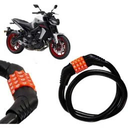 Auto Pearl Black &a; Orange 4 Digit Anti-Theft Combination Number Lock for MT 9-picture-23