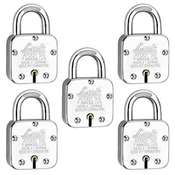 Link 50mm Steel Hardened Shackle Padlock with 7 Brass Lever &a; 3 Silver Keys, Atoot 50 (Pack of 5)-picture-10