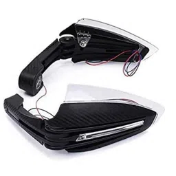 AOW Motorcycle Handguards with Led Light for 7/8 inch Grips - 300 * 140 * 110mm (Black) Folding Type for Royal Enfield Thunder Bird 350-45