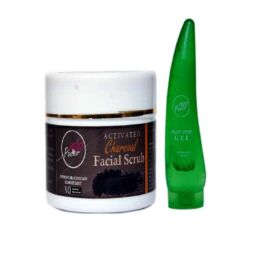 Indopower DD261 100g Activated Charcoal Facial Scrub with 150ml Aloe Vera gel Combo Pack-18
