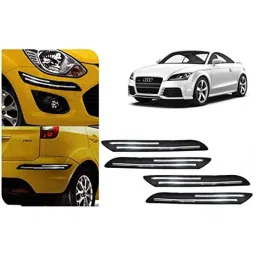 Auto Pearl 4 Pcs PVC &a; Rubber Black Double Chrome Linning Bumper Corner Moulding Set for Volkswagen Audi TT-picture-29