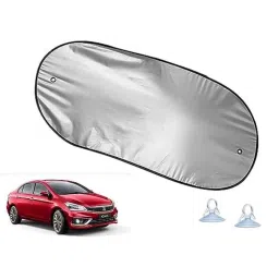 Auto Pearl Polyester Black &a; Silver Rear Window Sun Shade Curtain with Storage Pouch for Maruti Suzuki Ciaz 2018-2022-picture-2