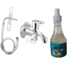 Senkiddpro Prime Stainless Steel Chrome Finish Wall Mounted Two Way Bib Tap with Jet Spray &a; Shiner Combo-image-63