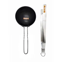 i WARE KkitchenCare 2 Pcs Stainless Steel Roti Tong &a; Spice Heating Tadka Pan Set-image-35