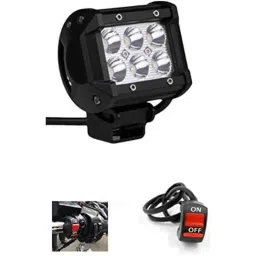 AOW 6 LED Super Bright Spot Light Fog Lamp For Honda CBR (18 W) Pack Of 1- With Handle Bar Mounting On-Off Switch-43