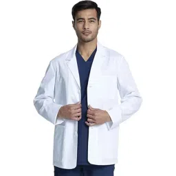 Uniformer Polyester &a; Cotton White Lab Coat with 3 Pockets, Size: L-8