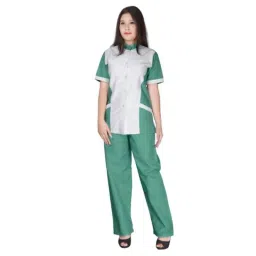 Saraf Cotton &a; Polyster Green &a; White Unisex Nurse Scrub Suit, Size: L, 7402C-L-picture-17