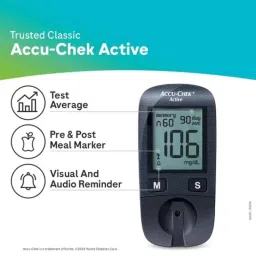 Accu-Chek 1.5µL Active Blood Glucose Meter with 10 Pcs Lancing Device &a; Test Strips image 2
