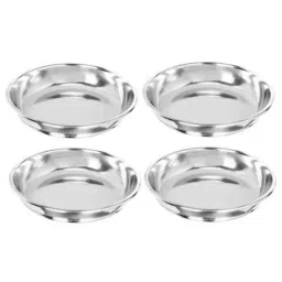 Omega IVY 12.4 cm Stainless Steel Silver Matt Finish Halwa Plate (Pack of 4)-picture-11
