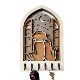 Artiggle Engineered Wood Multicolour Do Paint Your Self Lovely Pets Design Key Holder-picture-13