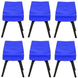 Regent Diamond Shell Plastic Black &a; Blue Chair (Pack of 6)-2