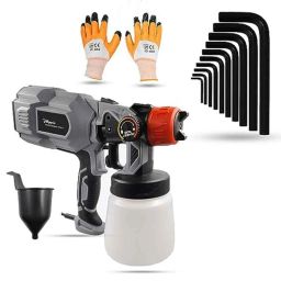 Hillgrove 550W 0.8 Litre Plastic DIY HVLP Paint Sprayer Gun with Gloves &a; 10 Pcs Allen Key, HGCM1273-92