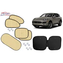 Auto Pearl 6 Pcs PVC &a; Mesh Beige Window, Front &a; Rear Sun Shade Set for Porsche Cayenne E-Hybrid-picture-14