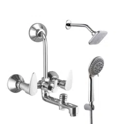 IRIS Phoenix 3 Pcs Brass Chrome Finish 3 in 1 Wall Mixer, Head Shower &a; Hand Shower Set-image-47