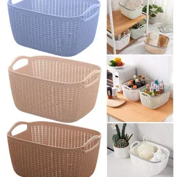 Kuber Industries Brown & Beige 2 Pieces Multipurpose Storage Basket With Handles| image 4