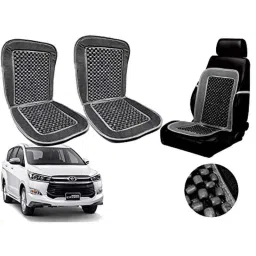 Auto Pearl PU, Velvet &a; Wooden Beads Grey Rectangular Seat Cushion for Toyota Innova Crysta (Pack of 2 )-image-84