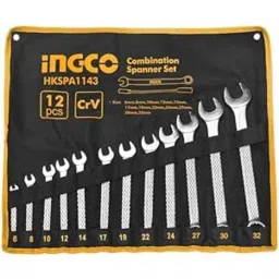 Ingco 12 Pcs 6-32mm Chrome Vanadium Steel Combination Spanner Set, HKSPA1143-1