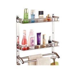 IRIS 16 inch Stainless Steel Chrome Finish 3 in 1 Multipurpose Bathroom Shelve-16
