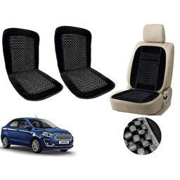 Auto Pearl PU, Velvet &a; Wooden Beads Black Rectangular Seat Cushion for Ford Aspire 2019 (Pack of 2 )-image-98