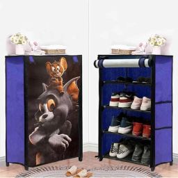 Glowsilk 4 Shelves Metal &a; Non-Woven Blue Modular Shoe Rack with Tom &a; Jerry Cartoon Print-image-64