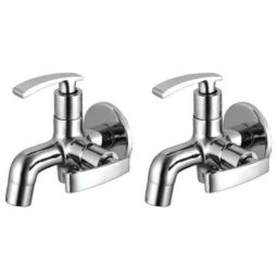 Drizzle Soft 2 Pcs 2 in 1 Brass Chrome Finish Silver Bib Cock Set, ABC2IN1SOFT2-15