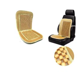 Auto Pearl PU &a; Wooden Beads Beige Rectangular Seat Cushion with Velvet Border for BMW 725i (Pack of 2)-image-37