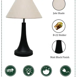 Homesake Beige & Black Textured Jute Shade With Metal Base Table Lamp image 5