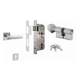 Dorset ML Series Eden 60mm Stainless Steel Door Handle Lock Set with Knob &a; Key (Pack of 2)-picture-23