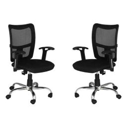 High Living Bravo LB Net &a; Cloth High Back Black Office Chair (Pack of 2)-34