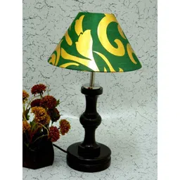 Tucasa Fabulous Wooden Table Lamp with Green &a; Gold Shade, LG-1060-image-96