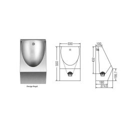 Nirali Clair Satin Finish Urinal, Dimension: 550x330x275 mm-image-4