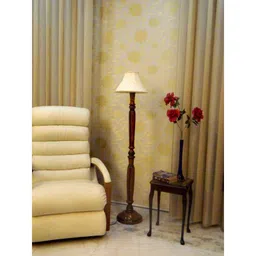 Tucasa Vintage Wooden Lamp with Off White Pleated Shade, LG-953-16