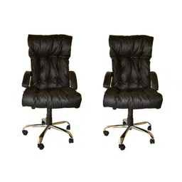 Mezonite High Back Leatherette Black Office Chair, Dimensions: 80x45x60 cm  (Pack of 2)-image-66